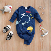 Estilinho Baby Loja de roupas infantis para Criança e Bebê - Body Infantil Baleia Divertida - Azul Escuro - 0 - 3 Meses - Body Infantil