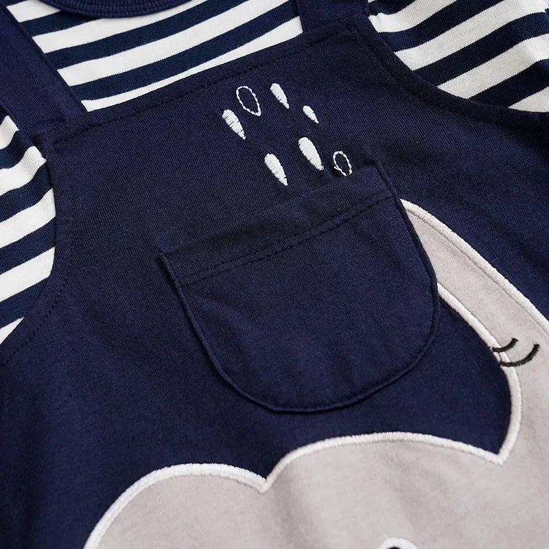 Estilinho Baby Loja de roupas infantis para Criança e Bebê - Body Infantil Safari Divertido - Azul escuro - 0 - 3 Meses - Body Infantil