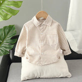 EstilinhoBaby Loja de roupas infantis para Criança e Bebê - Camisa Infantil Mini Estilo - Bege - 9 - 12 Meses - Camisa Infantil