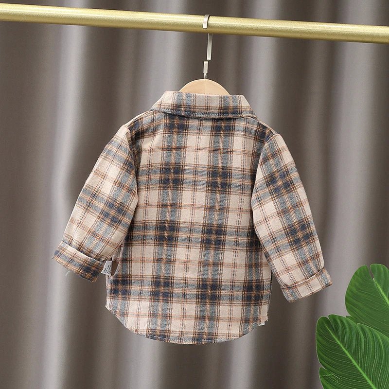 EstilinhoBaby Loja de roupas infantis para Criança e Bebê - Camisa Infantil Mini Estilo - Khaki - 9 - 12 Meses - Camisa Infantil