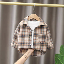 EstilinhoBaby Loja de roupas infantis para Criança e Bebê - Camisa Infantil Mini Estilo - Khaki - 9 - 12 Meses - Camisa Infantil