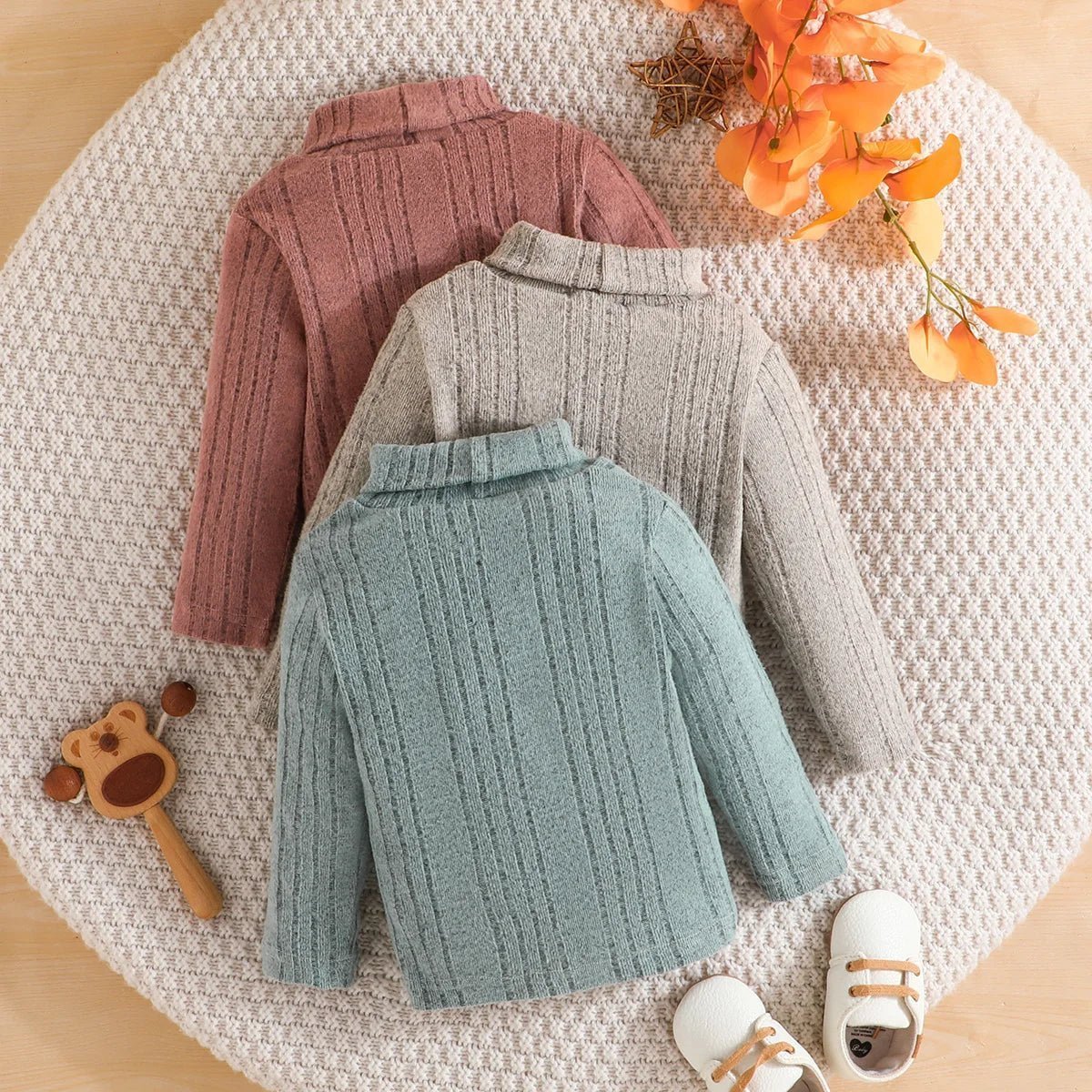 Estilinho Baby Loja de roupas infantis para Criança e Bebê - Conjunto Infantil 3 em 1 - Casacos Macios - Cores Frias - 3 - 6 Meses - Conjuntinho