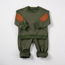 Estilinho Baby Loja de roupas infantis para Criança e Bebê - Conjunto Infantil 2 em 1 - Clássico - Verde Escuro - 9 - 12 Meses - Conjuntinho