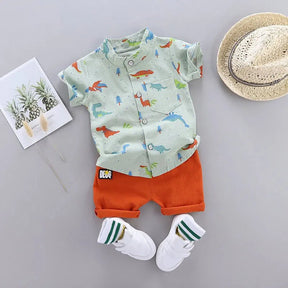 Estilinho Baby Loja de roupas infantis para Criança e Bebê - Conjunto Infantil 2 em 1 - Dino Divertido - Verde - 0 - 3 Meses - Conjuntinho