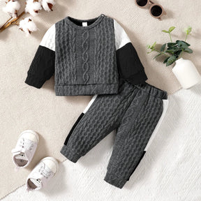 Estilinho Baby Loja de roupas infantis para Criança e Bebê - Conjunto Infantil 2 em 1 - Inverninho Casual - Preto - 6 Meses - Conjuntinho