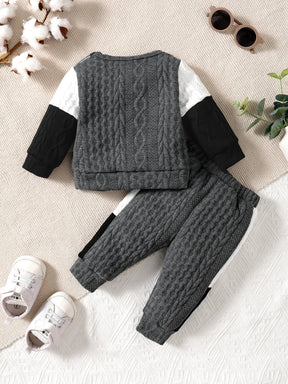 Estilinho Baby Loja de roupas infantis para Criança e Bebê - Conjunto Infantil 2 em 1 - Inverninho Casual - Preto - 6 Meses - Conjuntinho