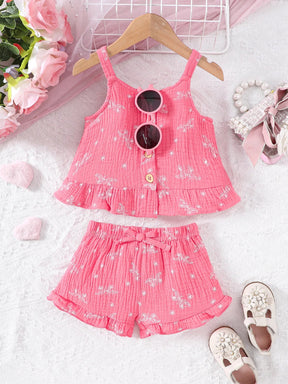 Estilinho Baby Loja de roupas infantis para Criança e Bebê - Conjunto Infantil 2 em 1 - Sol e Lua (Óculos Incluso) - Rosa - 12 Meses - Conjuntinho