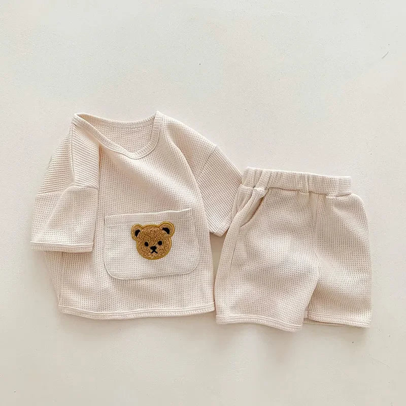 EstilinhoBaby Loja de roupas infantis para Criança e Bebê - Conjunto Infantil 2 em 1 - Chiquititos Charmosos - Bege - 6 Meses - Conjuntinho