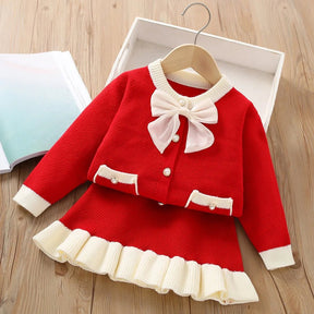 Estilinho Baby Loja de roupas infantis para Criança e Bebê - Conjunto Infantil 2 em 1 - Elegance - Vermelho - 6 - 12 Meses - Vestido Infantil