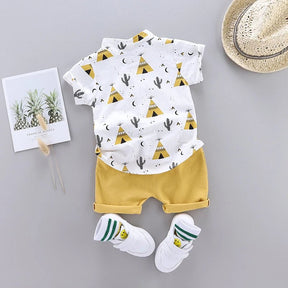 Estilinho Baby Loja de roupas infantis para Criança e Bebê - Conjunto Infantil 2 em 1 - Estampas Surpresa - Amarelo - 0 - 3 Meses - Conjuntinho