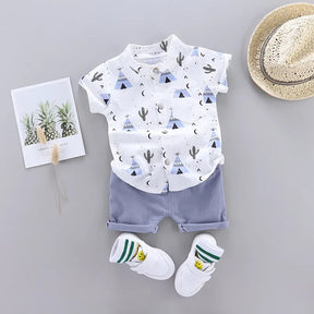 Estilinho Baby Loja de roupas infantis para Criança e Bebê - Conjunto Infantil 2 em 1 - Estampas Surpresa - Azul - 0 - 3 Meses - Conjuntinho