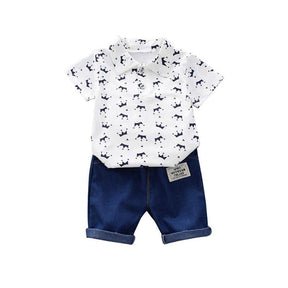 EstilinhoBaby Loja de roupas infantis para Criança e Bebê - Conjunto Infantil 2 em 1 - Estampinhas Alegres - Branco - Até 1 Ano - Conjuntinho