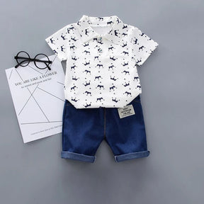 EstilinhoBaby Loja de roupas infantis para Criança e Bebê - Conjunto Infantil 2 em 1 - Estampinhas Alegres - Branco - Até 1 Ano - Conjuntinho