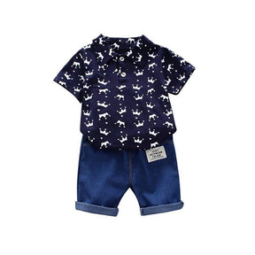 EstilinhoBaby Loja de roupas infantis para Criança e Bebê - Conjunto Infantil 2 em 1 - Estampinhas Alegres - Preto - Até 1 Ano - Conjuntinho