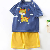 EstilinhoBaby Loja de roupas infantis para Criança e Bebê - Conjunto Infantil 2 em 1 - Fofurice - Azul Escyri - 9 Meses - Conjuntinho