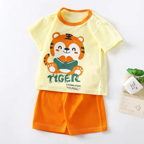 EstilinhoBaby Loja de roupas infantis para Criança e Bebê - Conjunto Infantil 2 em 1 - Fofurice - Tigre - 9 Meses - Conjuntinho