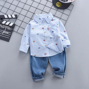 EstilinhoBaby Loja de roupas infantis para Criança e Bebê - Conjunto Infantil 2 em 1 - Laços de Botões - Azul - 12 Meses - Conjuntinho