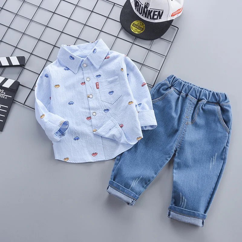 EstilinhoBaby Loja de roupas infantis para Criança e Bebê - Conjunto Infantil 2 em 1 - Laços de Botões - Azul - 12 Meses - Conjuntinho