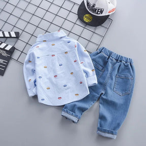 EstilinhoBaby Loja de roupas infantis para Criança e Bebê - Conjunto Infantil 2 em 1 - Laços de Botões - Azul - 12 Meses - Conjuntinho