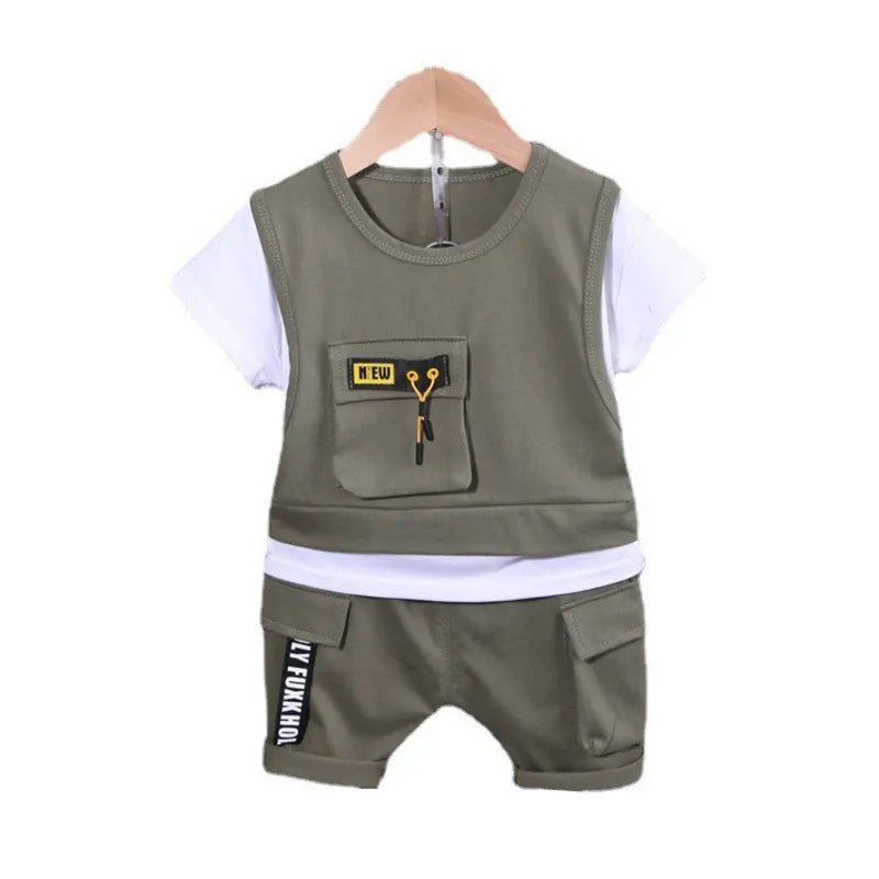 EstilinhoBaby Loja de roupas infantis para Criança e Bebê - Conjunto Infantil 2 em 1 - Mini Descolado - Preto - 12 Meses - Conjuntinho