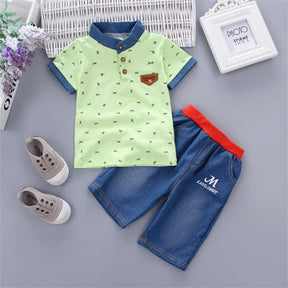 EstilinhoBaby Loja de roupas infantis para Criança e Bebê - Conjunto Infantil 2 em 1 - Mini Estilo Divertido - Verde - PP - Conjuntinho