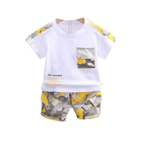 EstilinhoBaby Loja de roupas infantis para Criança e Bebê - Conjunto Infantil 2 em 1 - Pequeno Aventureiro - Laranja - 12 Meses - Conjuntinho