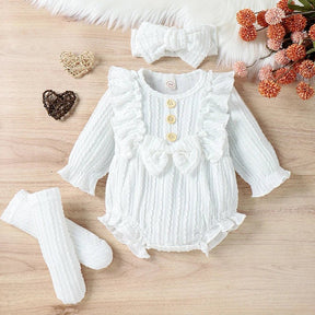 Estilinho Baby Loja de roupas infantis para Criança e Bebê - Conjunto Infantil 3 em 1 - Meiga - Branco - 0 - 3 Meses - Conjuntinho