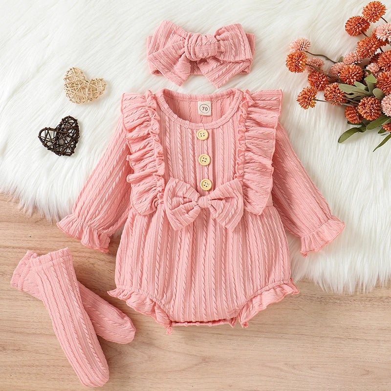 Estilinho Baby Loja de roupas infantis para Criança e Bebê - Conjunto Infantil 3 em 1 - Meiga - Rosa - 0 - 3 Meses - Conjuntinho