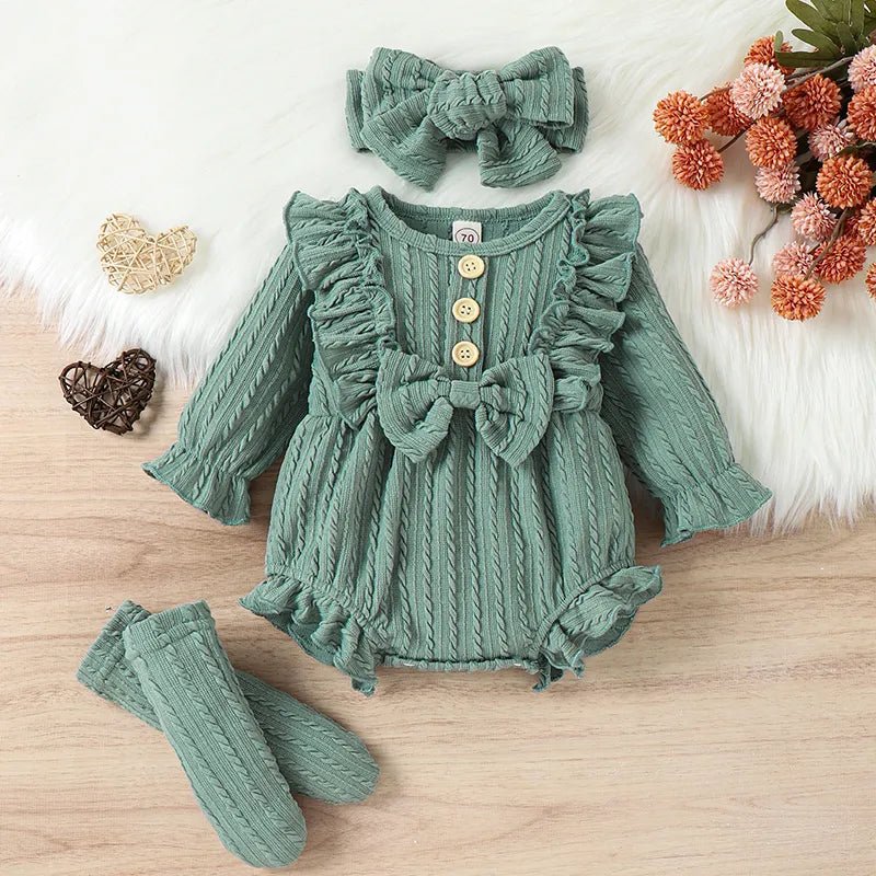 Estilinho Baby Loja de roupas infantis para Criança e Bebê - Conjunto Infantil 3 em 1 - Meiga - Verde - 0 - 3 Meses - Conjuntinho