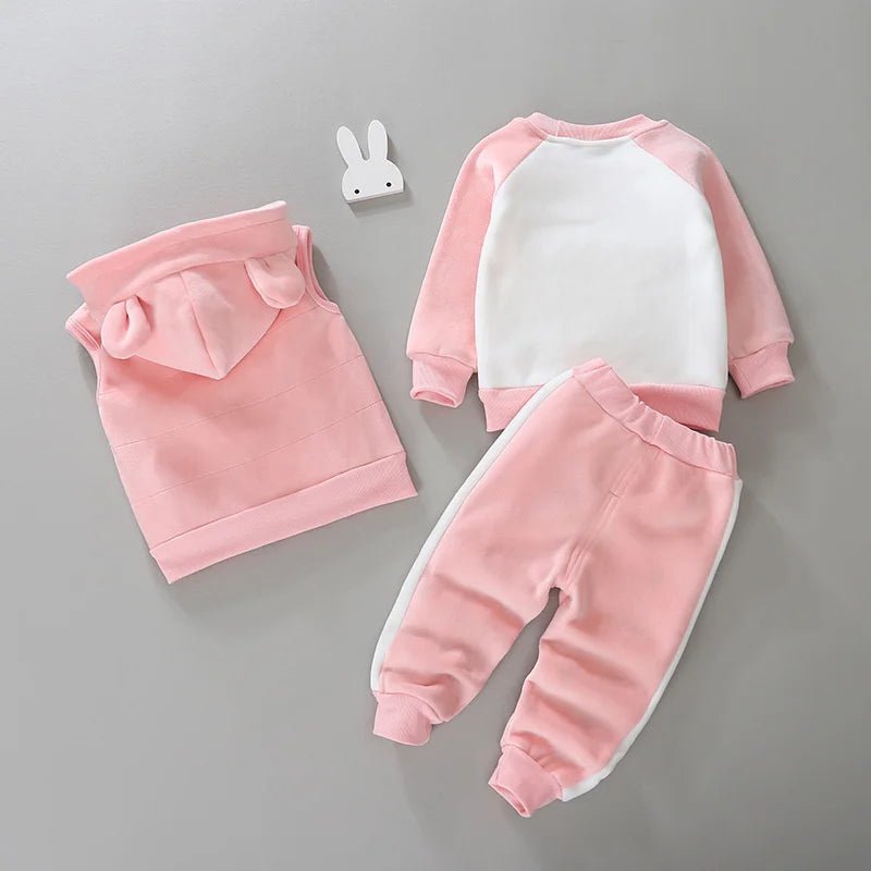 Estilinho Baby Loja de roupas infantis para Criança e Bebê - Conjunto Infantil 3 em 1 - Surpresa em Dobro - Rosa - 12 Meses - Conjuntinho