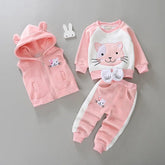 Estilinho Baby Loja de roupas infantis para Criança e Bebê - Conjunto Infantil 3 em 1 - Surpresa em Dobro - Rosa - 12 Meses - Conjuntinho