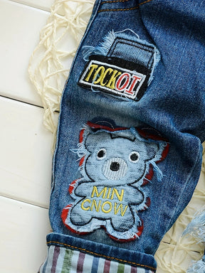 EstilinhoBaby Loja de roupas infantis para Criança e Bebê - Macacão Infantil Jardim dos Bebês - Jeans - 9 - 12 Meses - Macacão Infantil