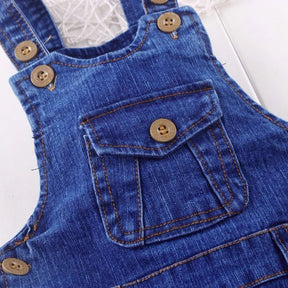 EstilinhoBaby Loja de roupas infantis para Criança e Bebê - Macacão Infantil Jardim dos Bebês - Jeans - 9 - 12 Meses - Macacão Infantil