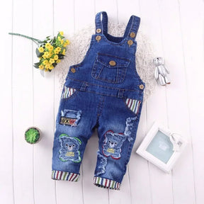 EstilinhoBaby Loja de roupas infantis para Criança e Bebê - Macacão Infantil Jardim dos Bebês - Jeans - 9 - 12 Meses - Macacão Infantil