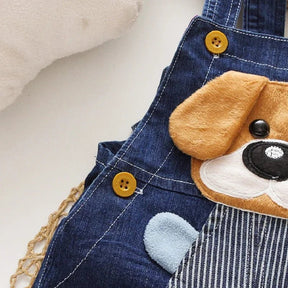 EstilinhoBaby Loja de roupas infantis para Criança e Bebê - Macacão Infantil Pequenino Dog - Jeans - 9 - 12 Meses - Macacão Infantil