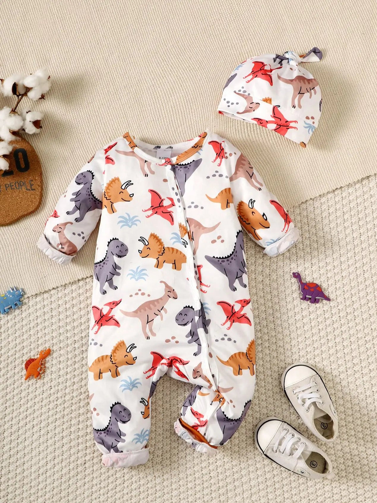 Estilinho Baby Loja de roupas infantis para Criança e Bebê - Pijama Infantil Dino Divertido - Branco - 9 Meses - Pijama Infantil