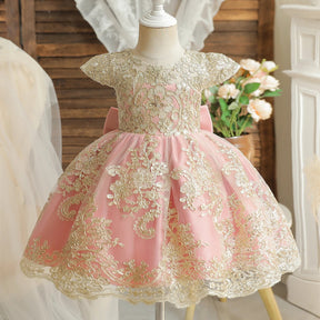 Estilinho Baby Loja de roupas infantis para Criança e Bebê - Vestido Infantil Bela Princesa - Rosa - 9 Meses - Vestido Infantil