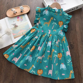 Estilinho Baby Loja de roupas infantis para Criança e Bebê - Vestido Infantil Borboletas no Jardim - Verde - 3 Anos - Vestido Infantil