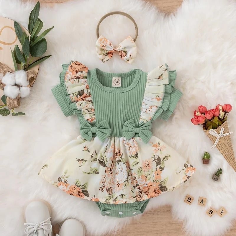 Estilinho Baby Loja de roupas infantis para Criança e Bebê - Vestido Infantil Cores do Inverno - Verde - 0 - 3 Meses - Vestido Infantil