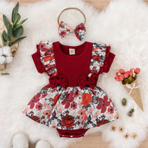 Estilinho Baby Loja de roupas infantis para Criança e Bebê - Vestido Infantil Cores do Inverno - Vermelho - 0 - 3 Meses - Vestido Infantil