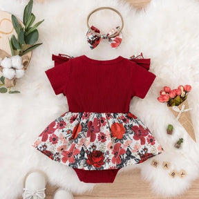 Estilinho Baby Loja de roupas infantis para Criança e Bebê - Vestido Infantil Cores do Inverno - Vermelho - 0 - 3 Meses - Vestido Infantil