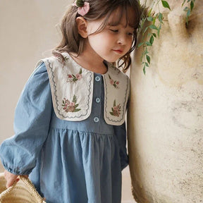 Estilinho Baby Loja de roupas infantis para Criança e Bebê - Vestido Infantil Flor de Primavera - Azul - 24 Meses - Vestido Infantil