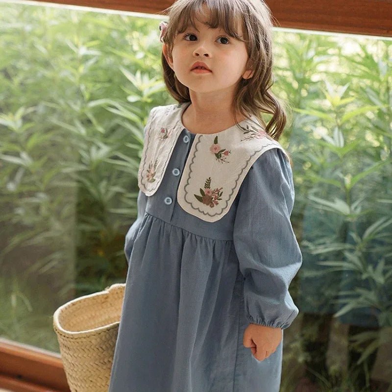 Estilinho Baby Loja de roupas infantis para Criança e Bebê - Vestido Infantil Flor de Primavera - Azul - 24 Meses - Vestido Infantil