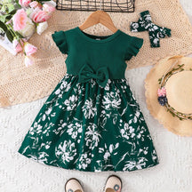 Estilinho Baby Loja de roupas infantis para Criança e Bebê - Vestido Infantil Flores do Jardim - Verde - 3 - 6 Meses - Vestido Infantil