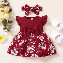 Estilinho Baby Loja de roupas infantis para Criança e Bebê - Vestido Infantil Flores do Jardim - Vermelho - 3 - 6 Meses - Vestido Infantil