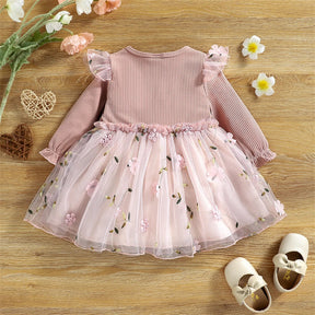 EstilinhoBaby Loja de roupas infantis para Criança e Bebê - Vestido Infantil Mini Florido - Rosa - 6 - 9 Meses - Vestido Infantil