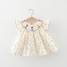 Estilinho Baby Loja de roupas infantis para Criança e Bebê - Vestido Infantil Primavera - Bege - 9 - 12 Meses - Vestido Infantil